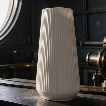 Modern Vertical Ribbed Ceramic Vase