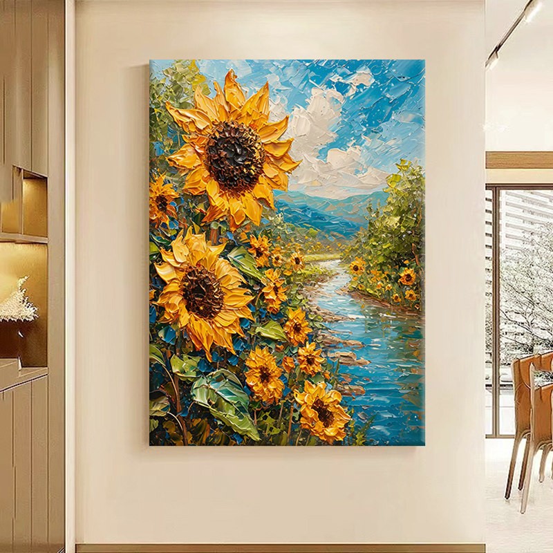 Textured Sunflower Landscape Canvas Art Homeandso