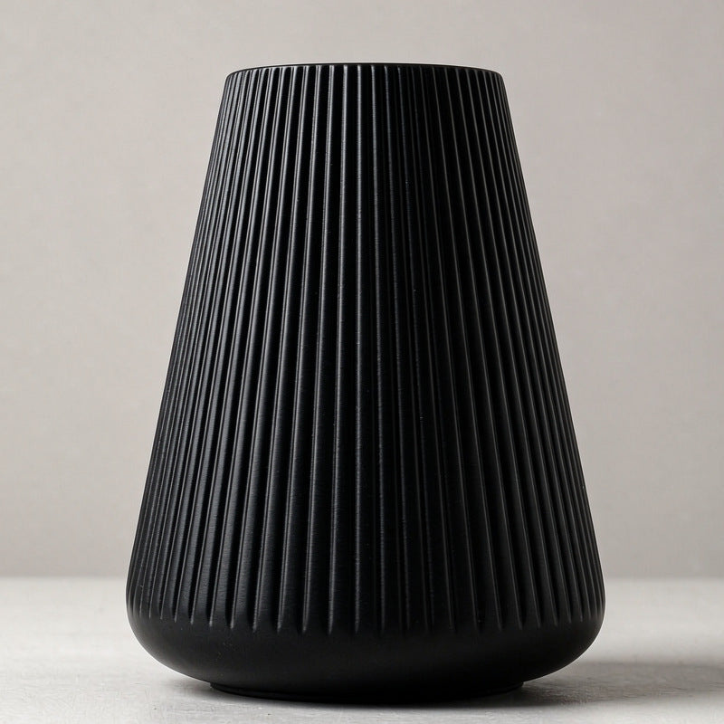 Modern Vertical Ribbed Ceramic Vase