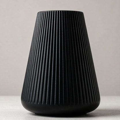 Modern Vertical Ribbed Ceramic Vase