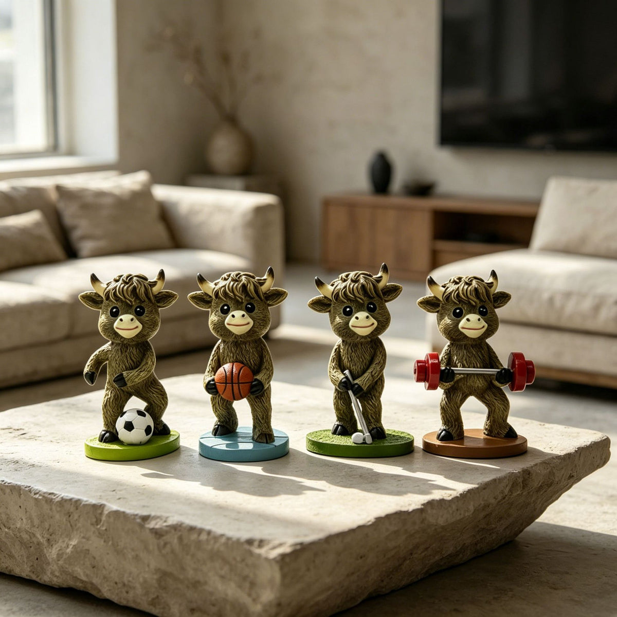 Cute Basketball Player Cow Figurine Homeandso