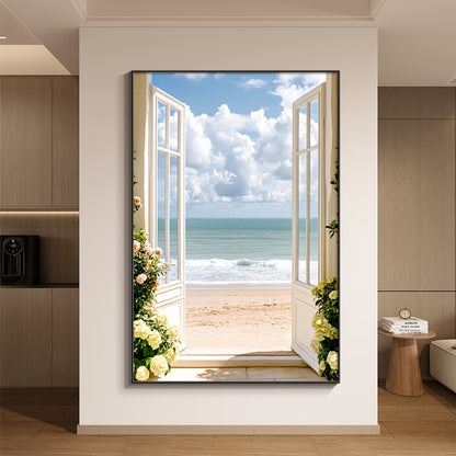 Coastal Window View Canvas Art Homeandso
