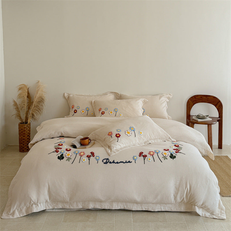 Decorative Embroidered Floral Bedding Set Homeandso