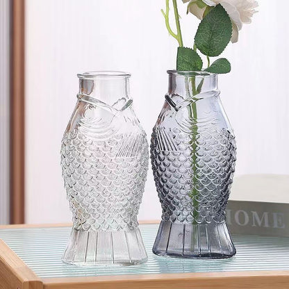 Fish-Shaped Decorative Glass Vase