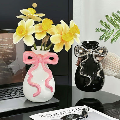 Decorative Bow-Shaped Art Vase Homeandso