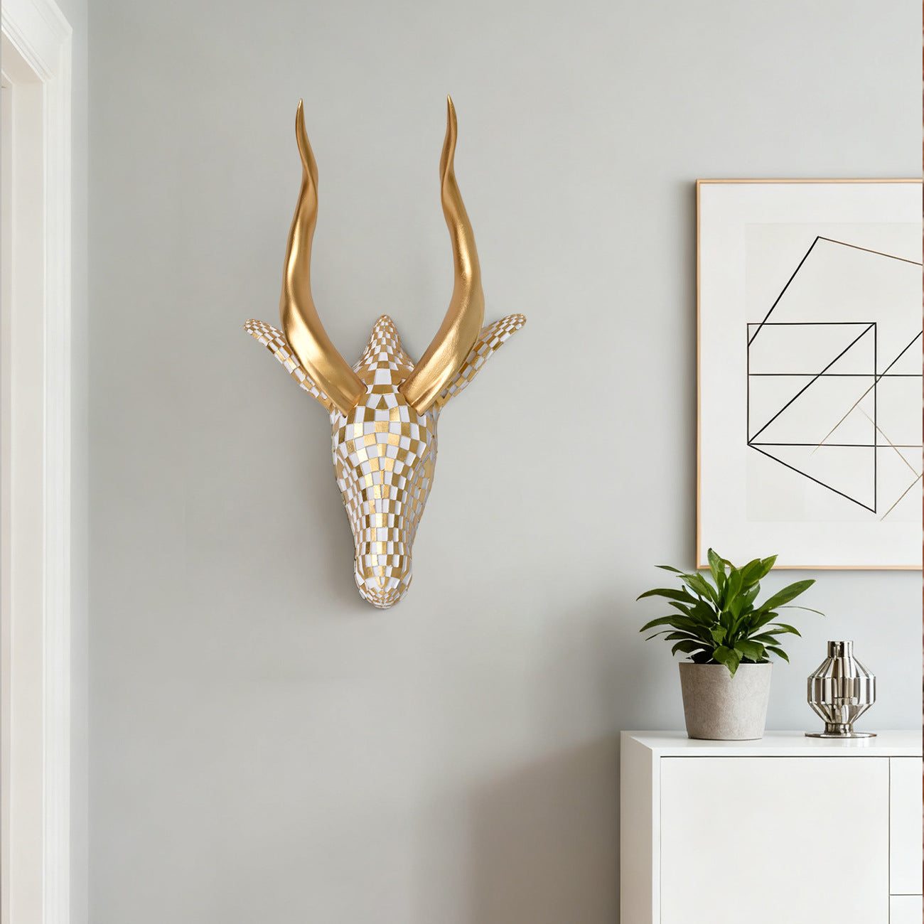 Artistic Wall Mounted Deer Head Sculpture Homeandso