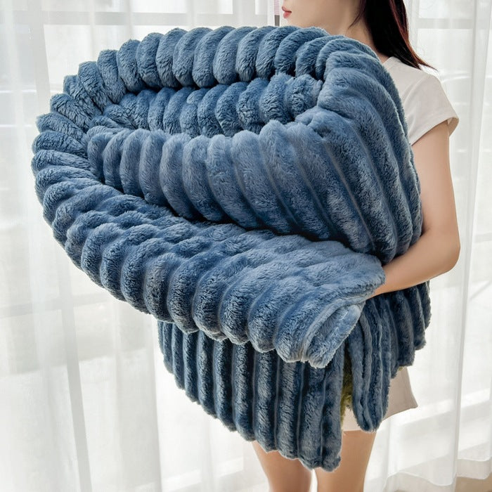 Plush Ribbed Throw Blanket