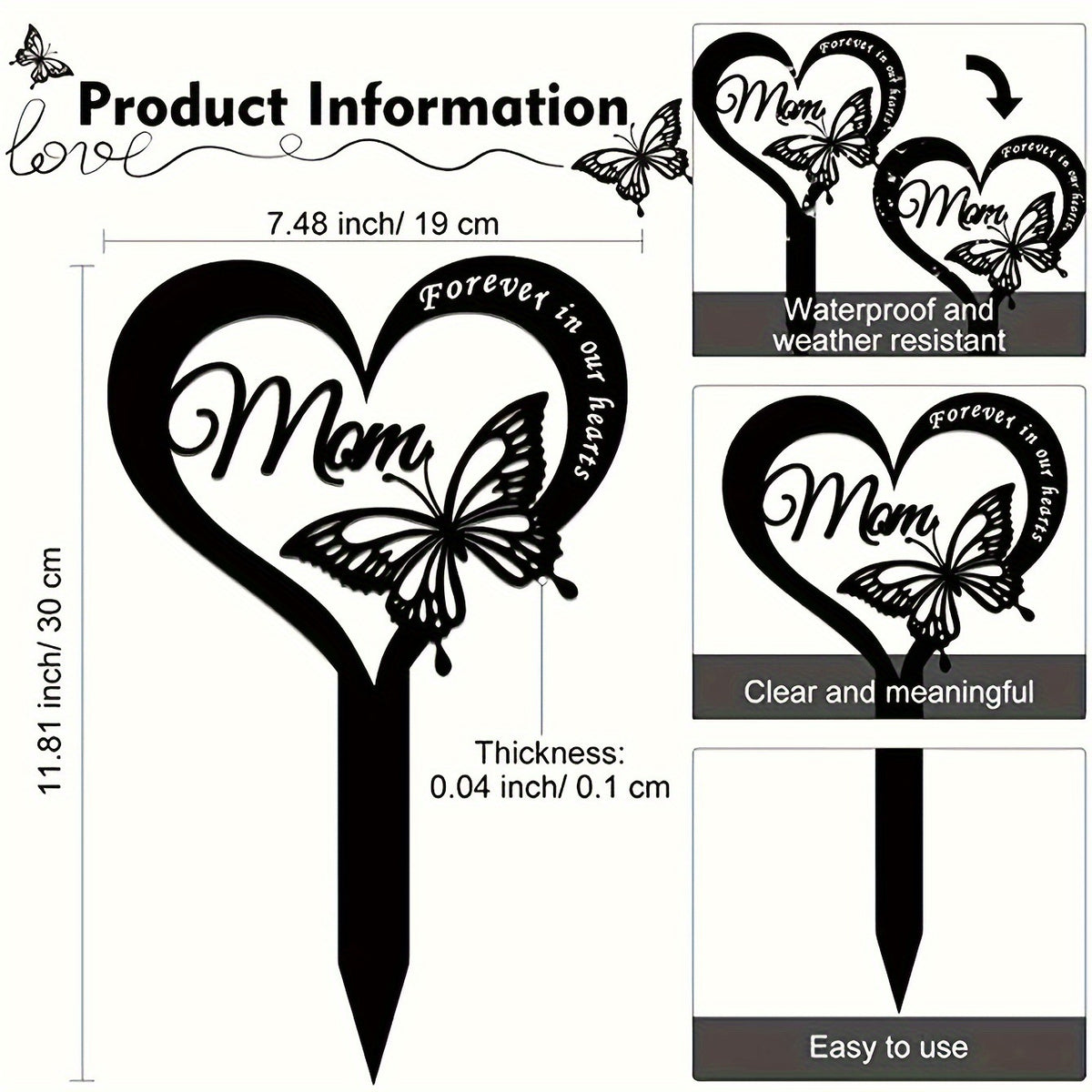 Heart-Shaped Decorative Garden Stake Homeandso