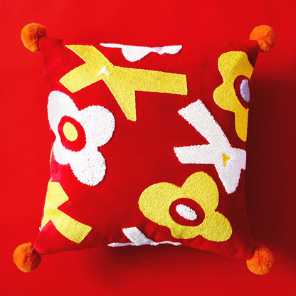 Decorative Textured Floral Accent Pillow