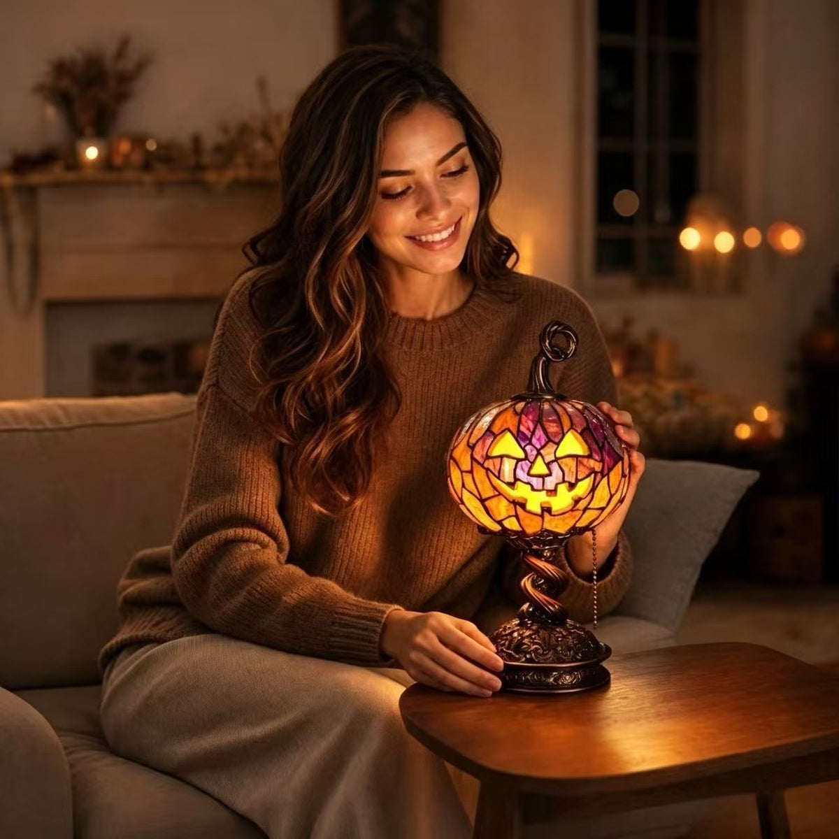 Pumpkin-Themed Table Lamp