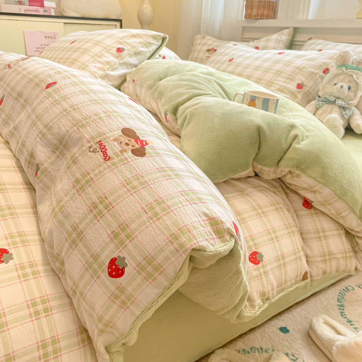 Playful Cartoon Print Duvet Cover Set Homeandso