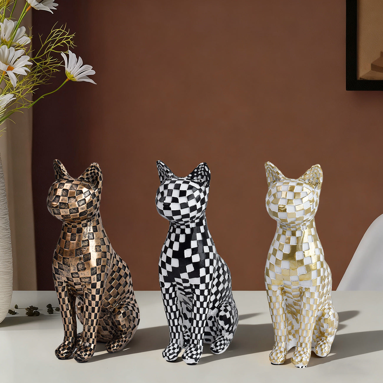 Mosaic Cat Figurine Homeandso