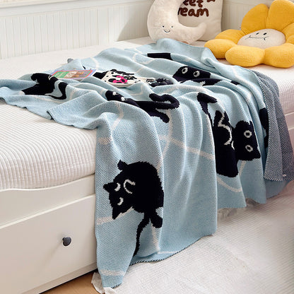 Cozy Cat Pattern Throw Blanket