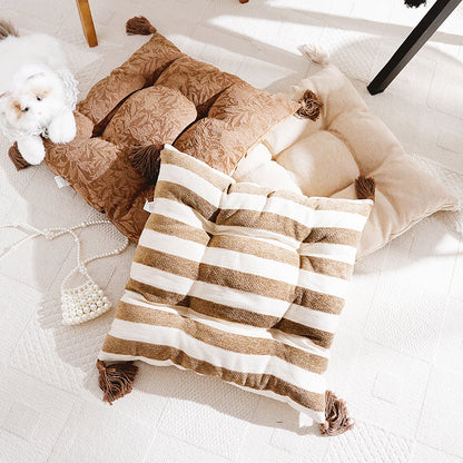 Floral-Patterned Decorative Floor Cushion