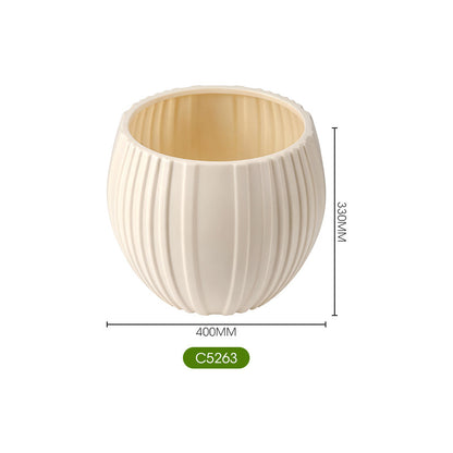 Elegant Ribbed Ceramic Planter Homeandso