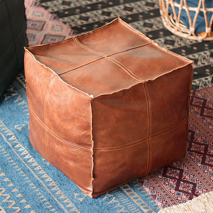 Faux Leather Upholstered Floor Pouf