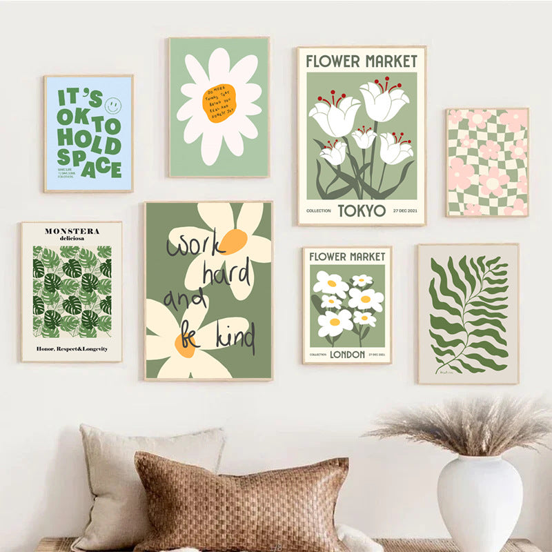Floral Checkerboard Art Print Homeandso