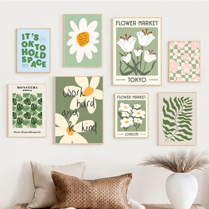 Floral Checkerboard Art Print Homeandso