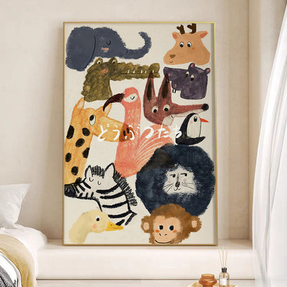 Playful Animal Illustration Canvas Wall Art Homeandso