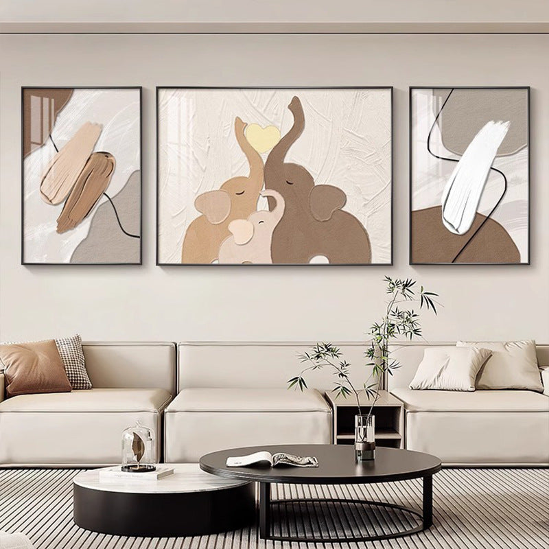 Abstract Elephant-Themed Triptych Canvas Art Homeandso