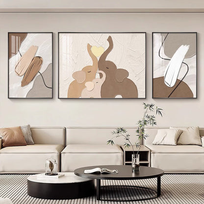 Abstract Elephant-Themed Triptych Canvas Art Homeandso