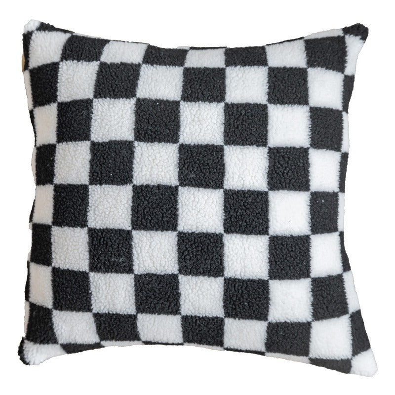 Plush Checkerboard Throw Pillow