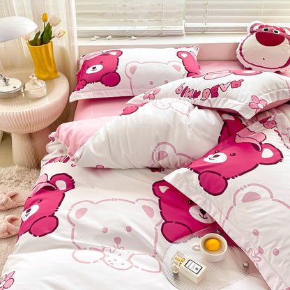 Playful Floral Cartoon Duvet Cover Set Homeandso
