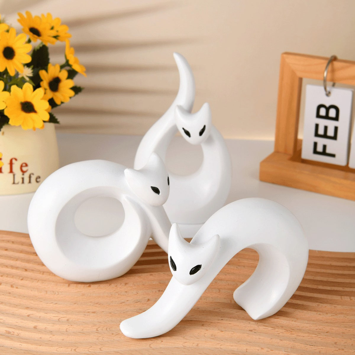 Modern Abstract Cat Figurine Homeandso