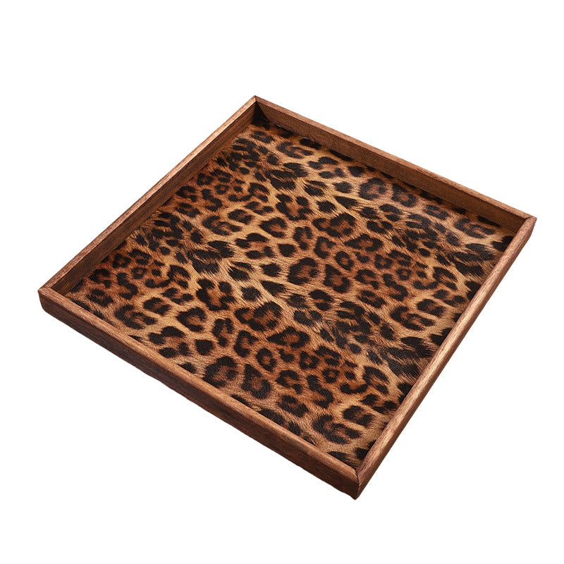 Decorative Wooden Tray with Leopard Print Homeandso