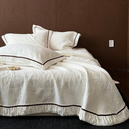 Decorative Elegant Floral Embroidered Bedspread Set Homeandso