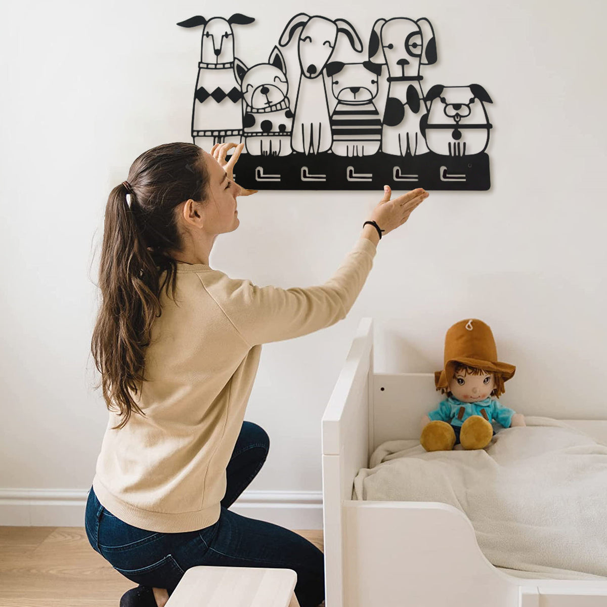 Playful Dog-Themed Wall Hook Rack Homeandso