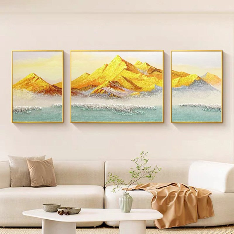 Textured Mountain Landscape Triptych Artwork Homeandso