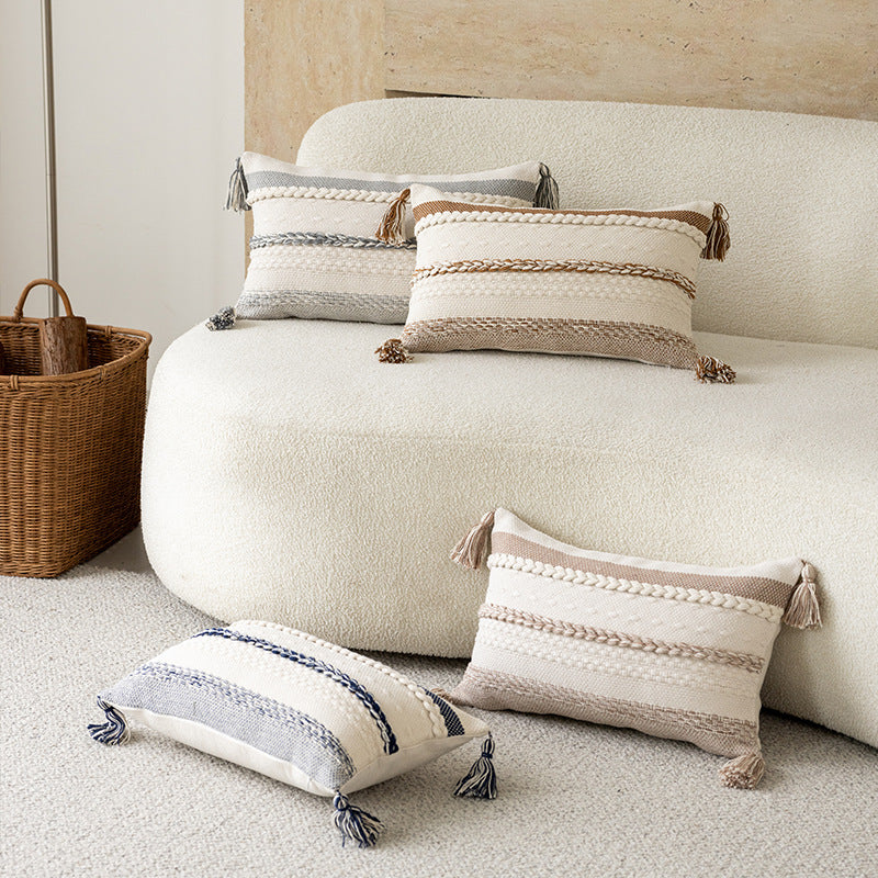 Textured Woven Fringe Pillow