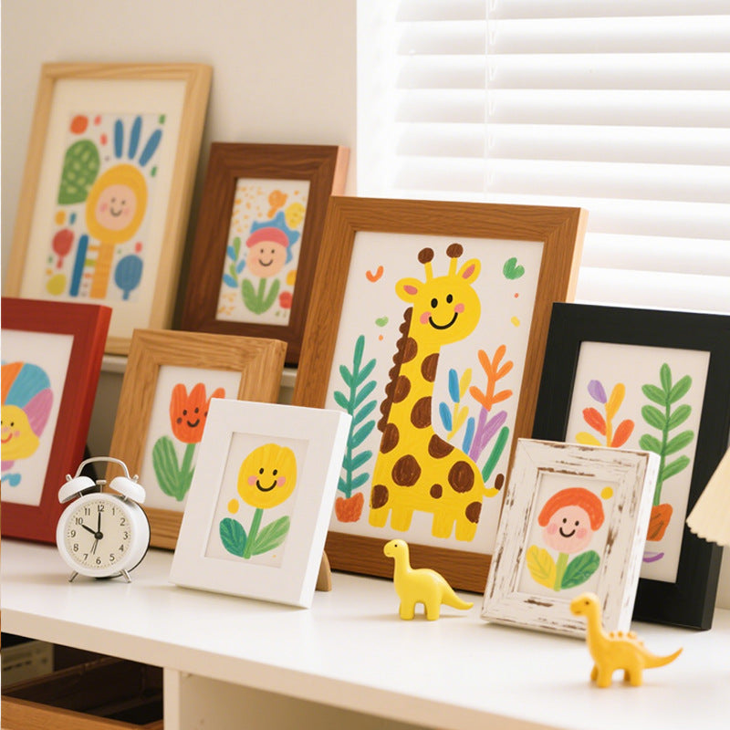 Playful Giraffe Illustration Framed Art