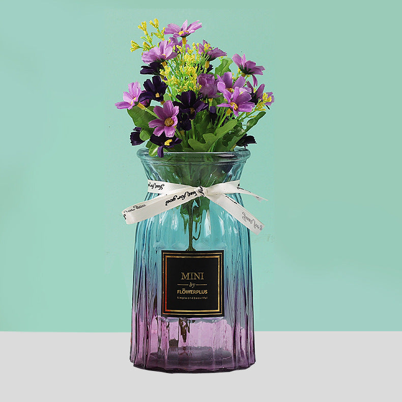 Geometric Patterned Glass Flower Vase