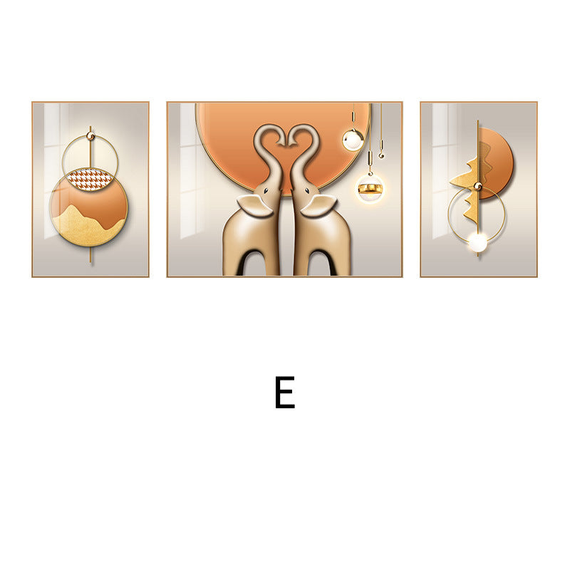 Abstract Elephant-Themed Canvas Triptych Art Homeandso