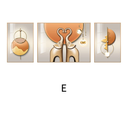 Abstract Elephant-Themed Canvas Triptych Art Homeandso