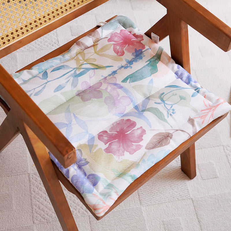 Floral Print Quilted Chair Cushion