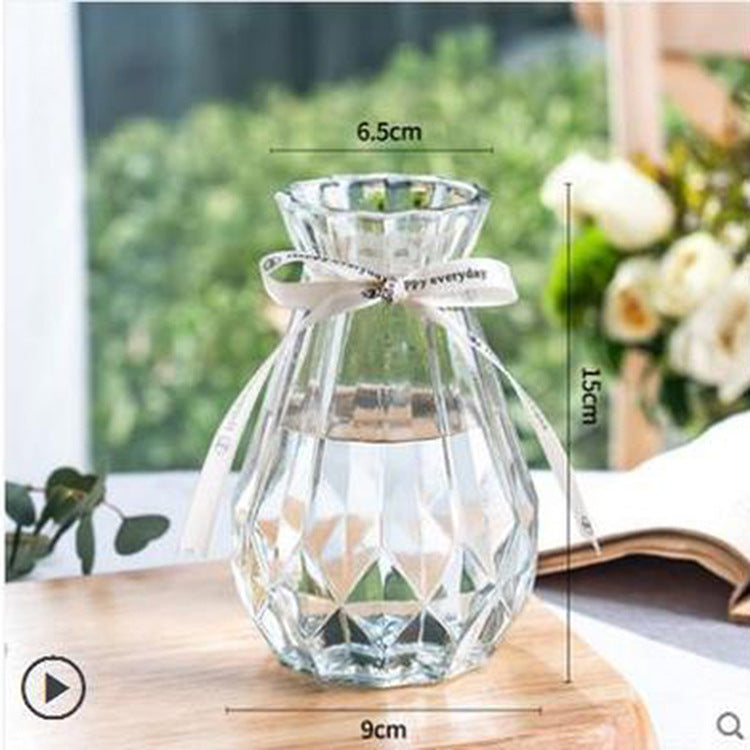 Geometric Patterned Glass Flower Vase
