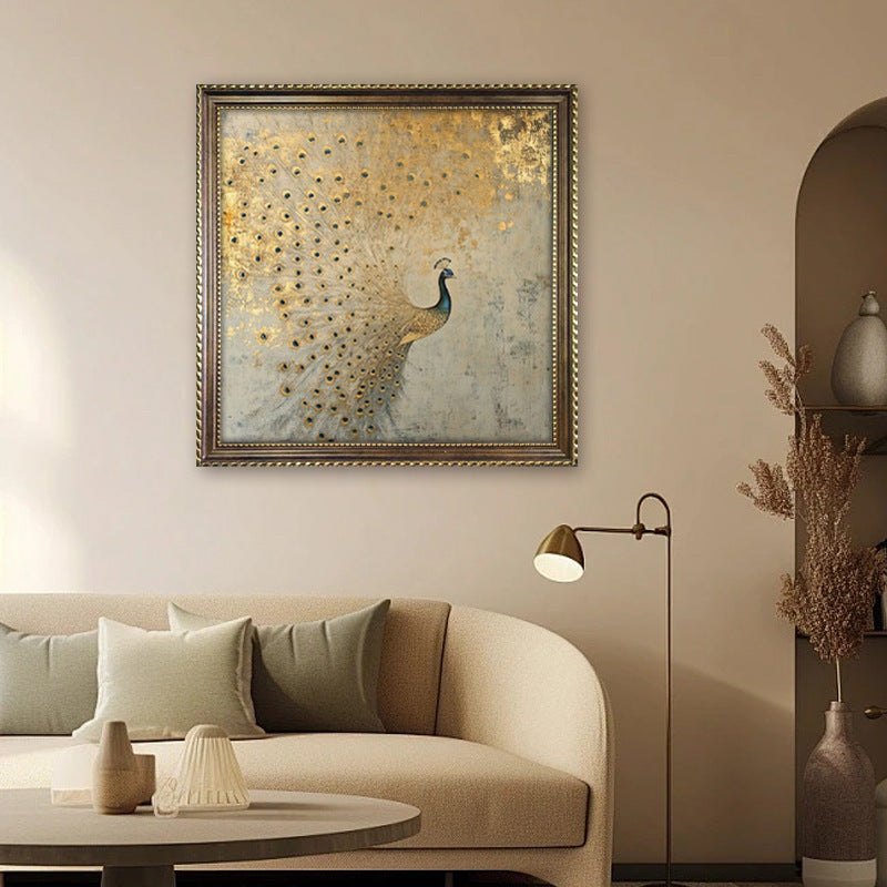 Elegant Framed Peacock Art Canvas Homeandso