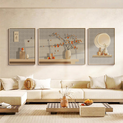 Elegant Botanical Framed Triptych Wall Art Homeandso