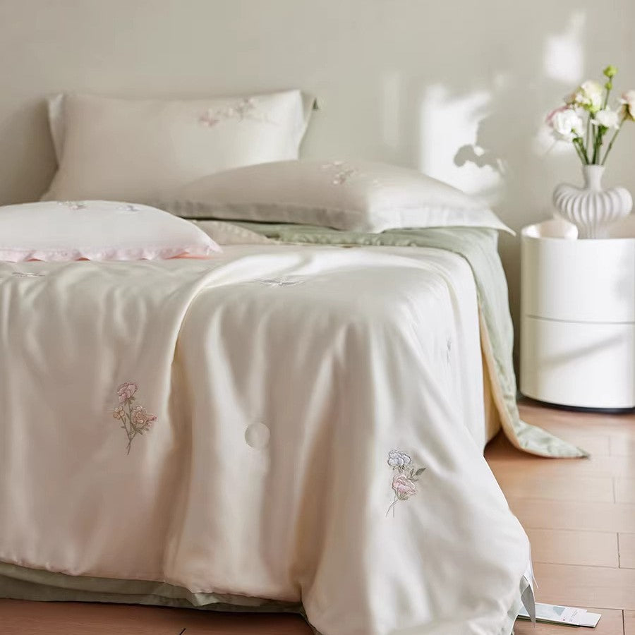 Elegant Embroidered Satin Duvet Cover Set Homeandso