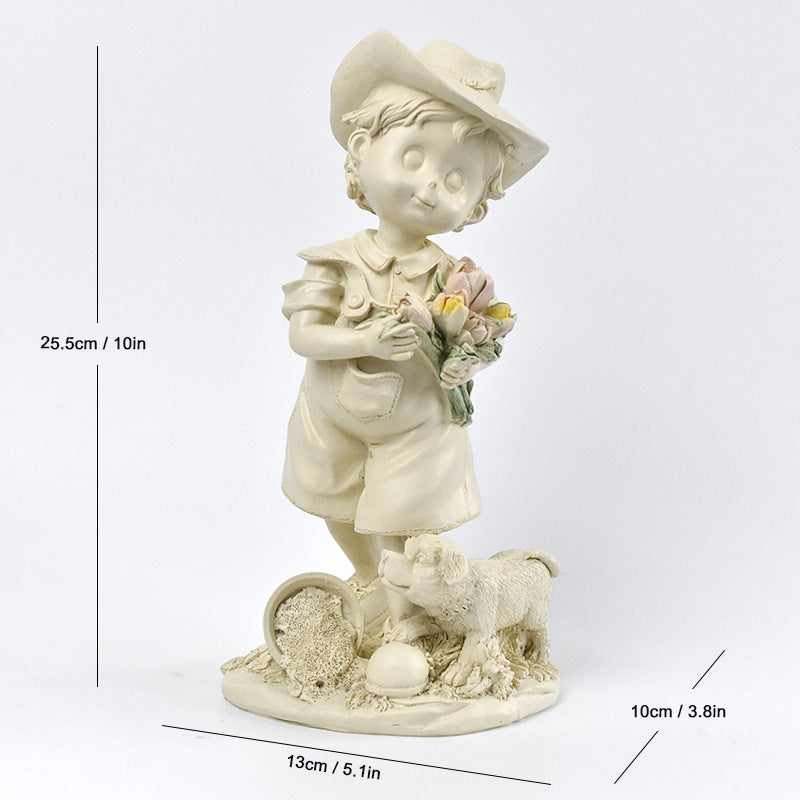 Charming Child and Dog Figurine Homeandso