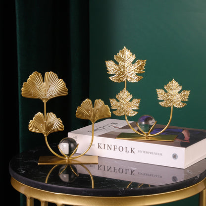 Elegant Ginkgo Leaf Decorative Sculpture Homeandso