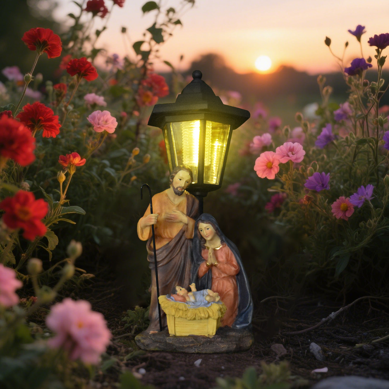 Decorative Nativity Scene Solar Lantern Homeandso