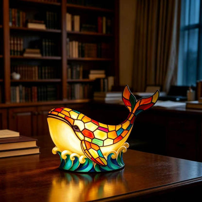 Stained Glass Dolphin Table Lamp