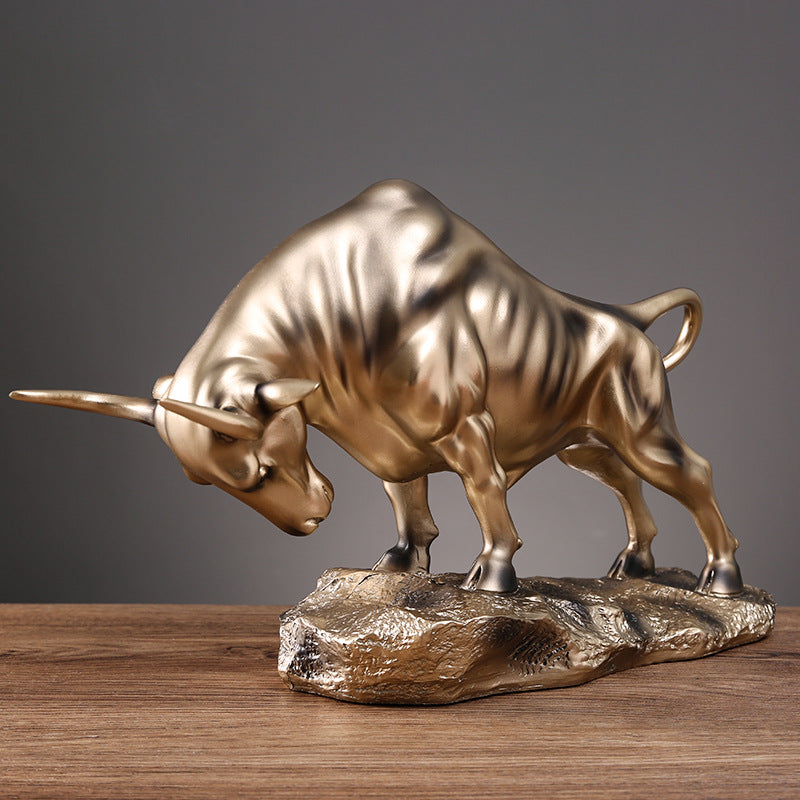 Decorative Golden Bull Sculpture Homeandso