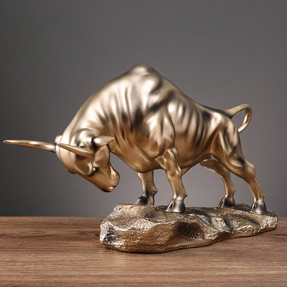 Decorative Golden Bull Sculpture Homeandso