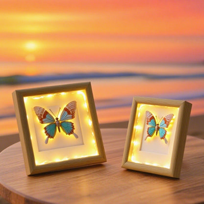 Illuminated Shell Butterfly Shadow Box Frame