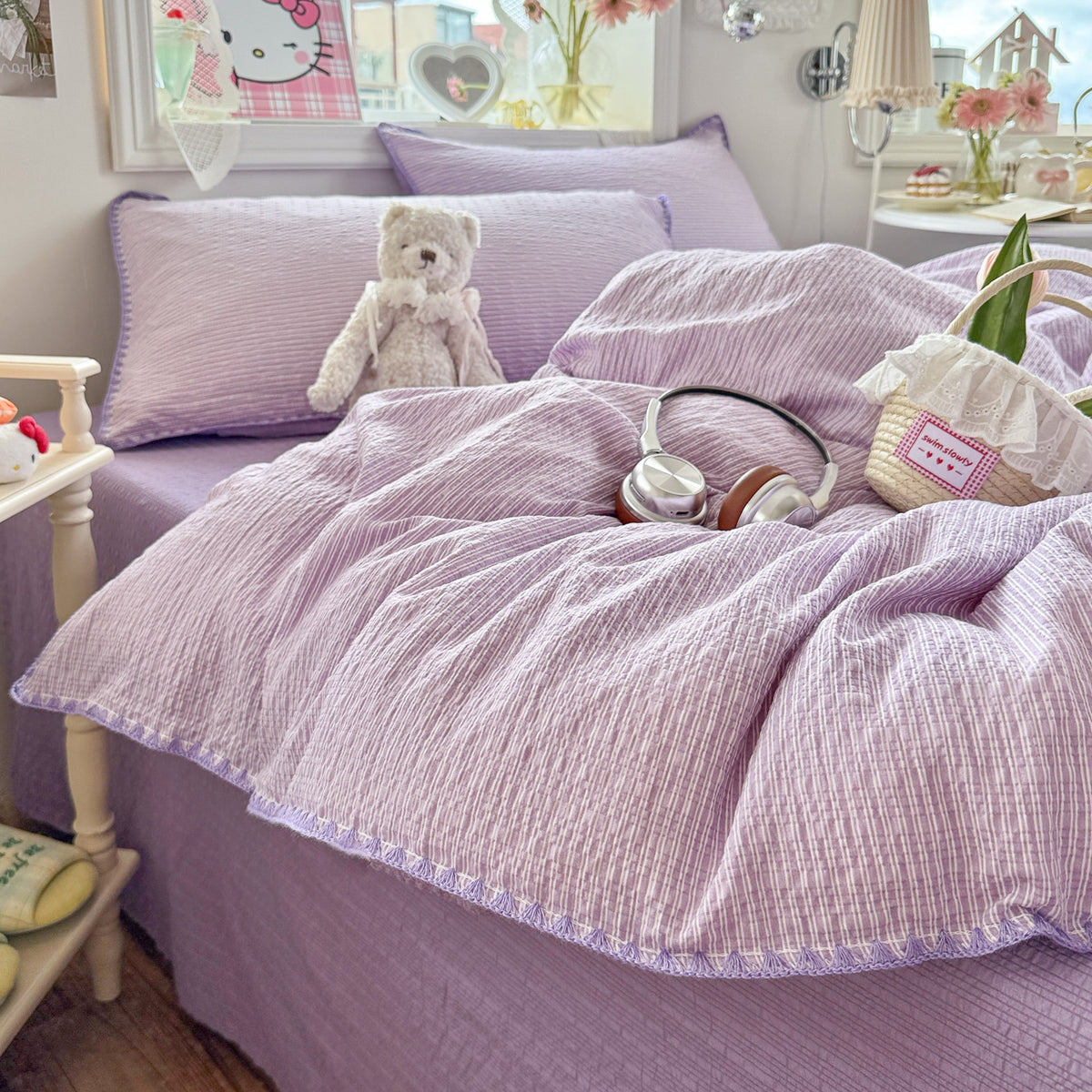 Striped Patchwork Quilt Set